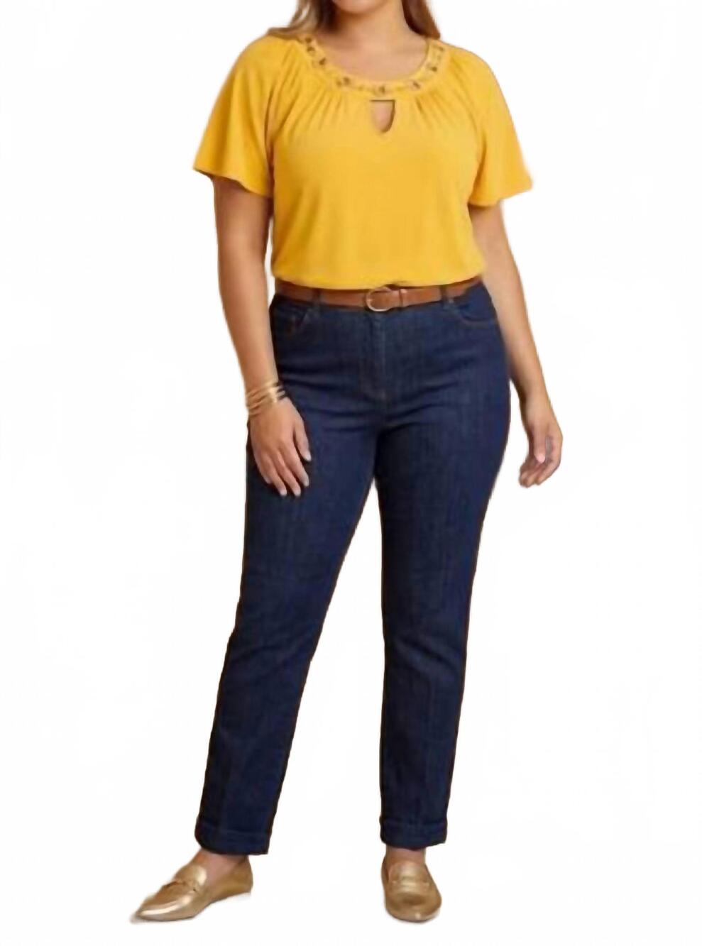 NEW ZAC & RACHEL sunset gold keyhole blouse in spectra yellow